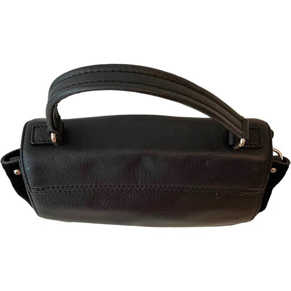 Kate Spade Black Leather Laurel Magnolia Top Handle Suede Sided Shopper Purse - Picture 5 of 11